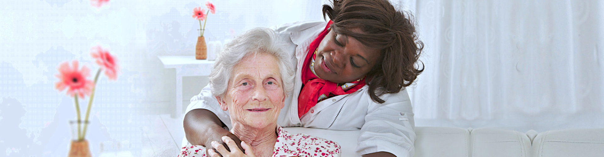 female caregiver looking at the senior woman